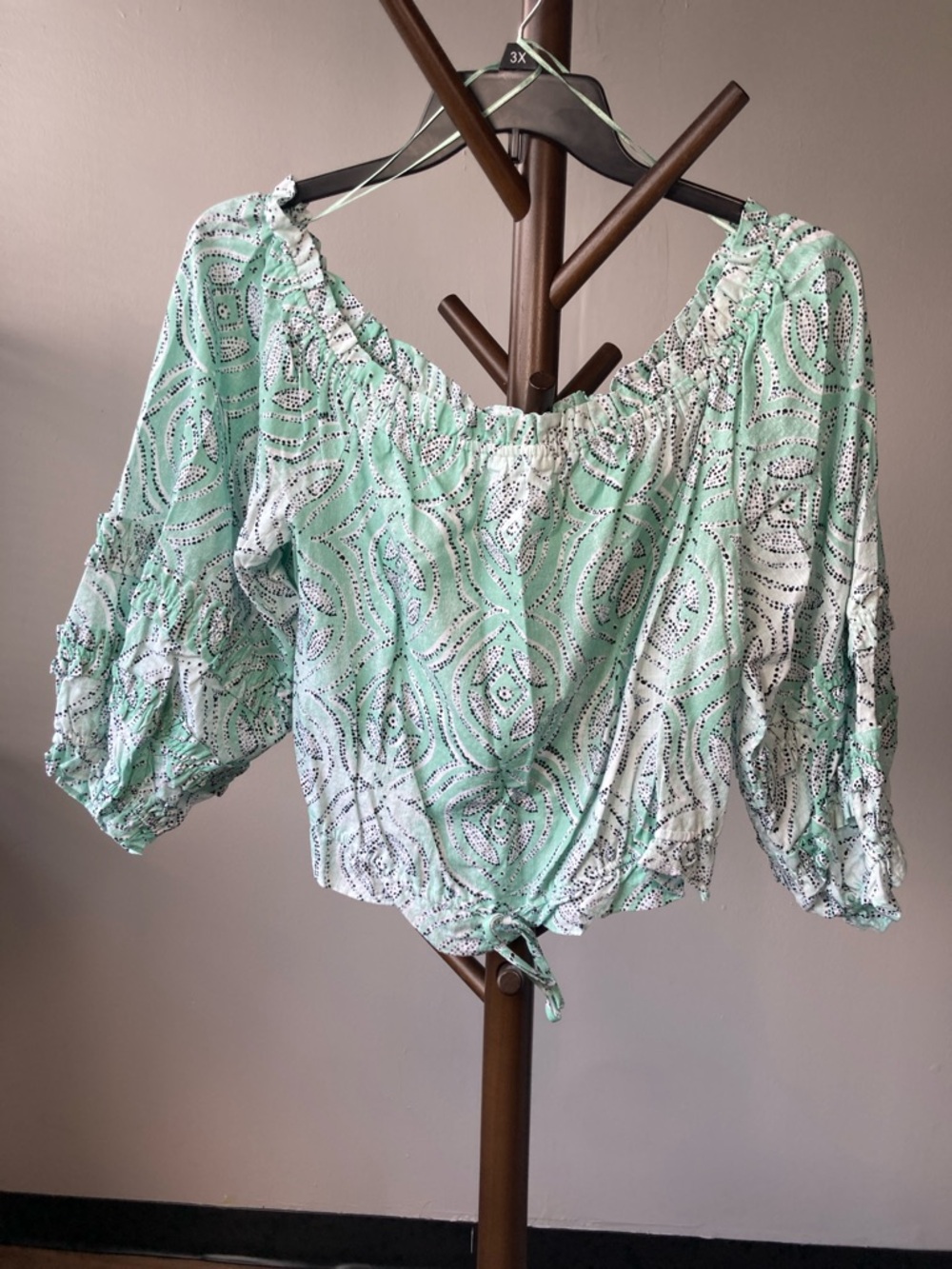 LC Lauren Conrad peasant boho vibe top casual printed cottagecore XXL
